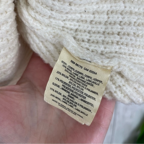 Anthropologie Knitted & Knotted Fuzzy Sleeve Knit Wool Blend Sweater Ivory Cream - Picture 6 of 8